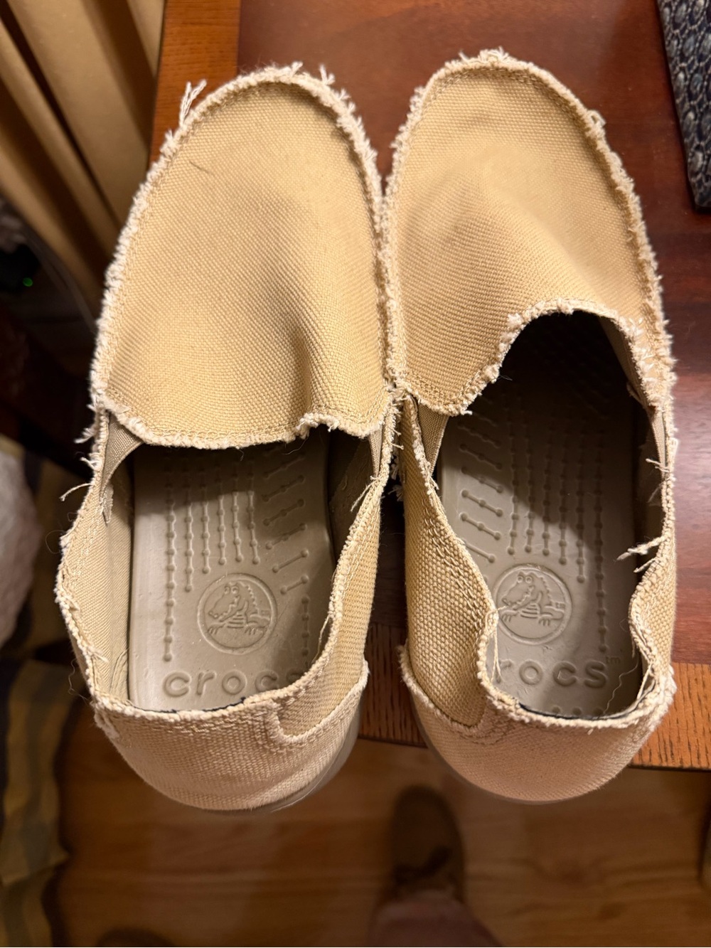 CROCS Beige Canvas Casual Slip-Ons